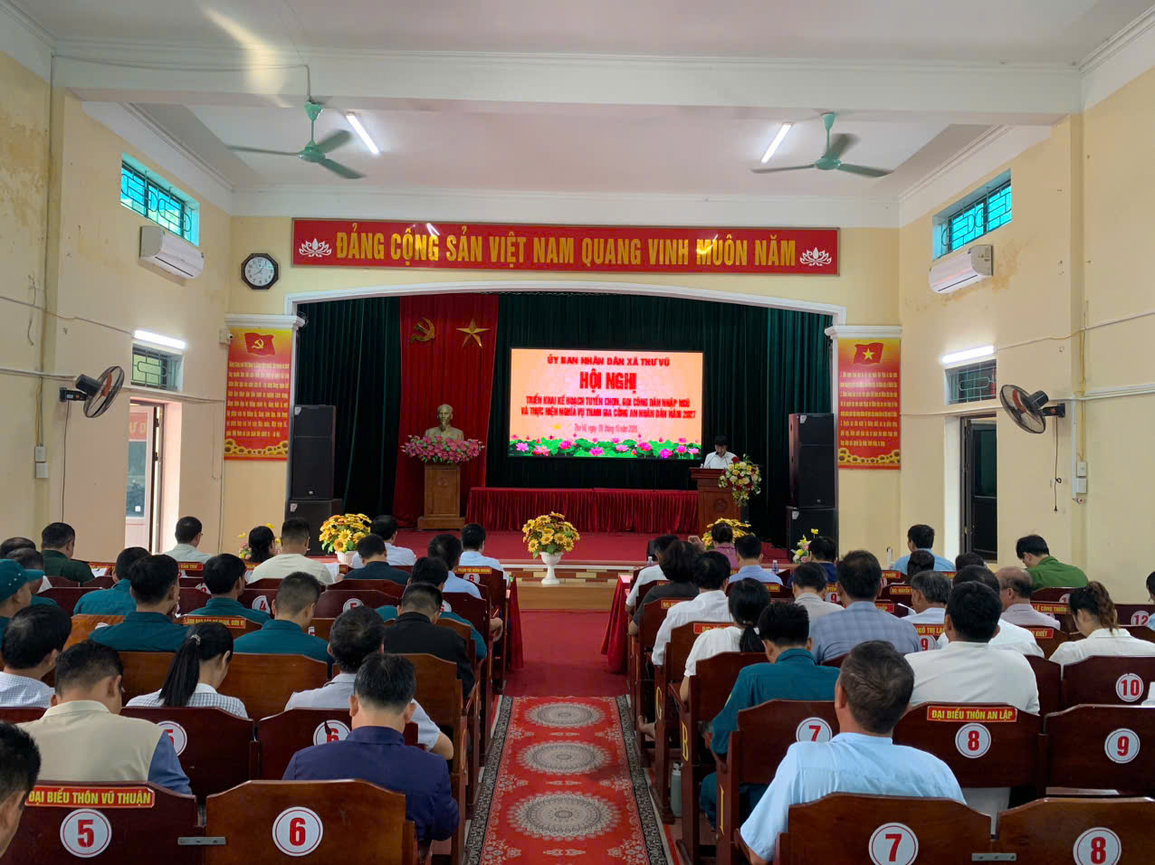 XÃ THƯ VŨ (TỈNH HƯNG YÊN) TỔ CHỨC HỘI NGHỊ TRIỂN KHAI KẾ HOẠCH TUYỂN CHỌN, GỌI CÔNG DÂN NHẬP NGŨ VÀ THỰC HIỆN NGHĨA VỤ THAM GIA CÔNG AN NHÂN DÂN NĂM 2027